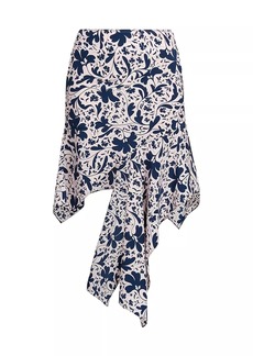 Stella McCartney Asymmetric Wallflower-Print Silk Skirt