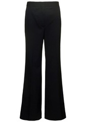 Stella McCartney Black Flare Pants with Concealed Closure in Stretch Wool Woman