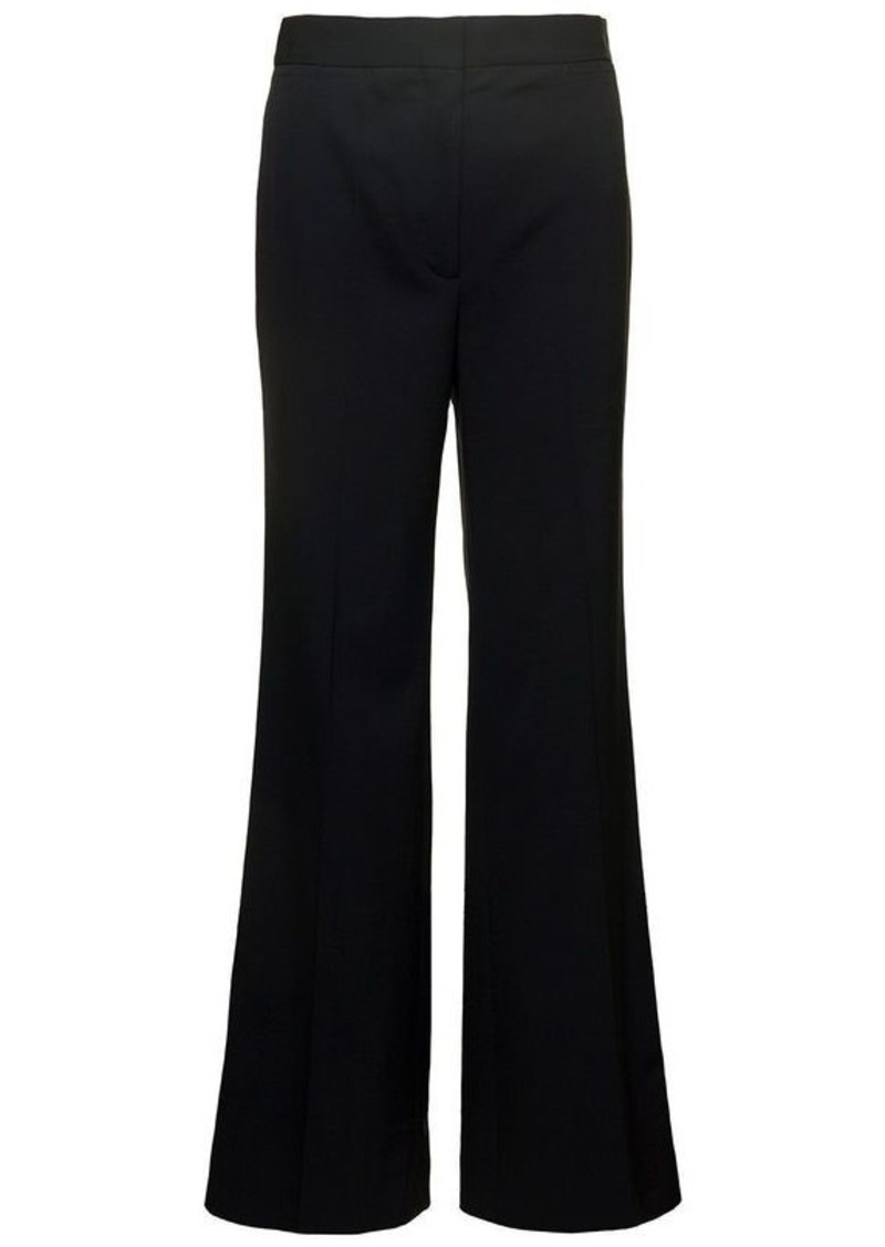 Stella McCartney Black Flare Pants with Concealed Closure in Stretch Wool Woman