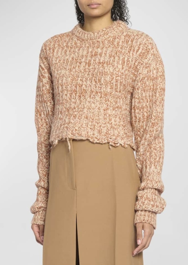 Stella McCartney Crop Tweed Distressed Sweater