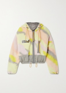 Stella McCartney Cropped Hooded Shell-trimmed Printed Recycled Fleece Jacket