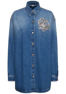 Stella McCartney Crystal Embellished Denim Oversize Shirt