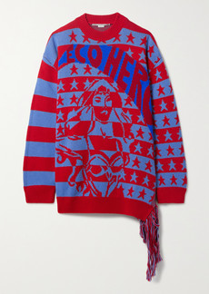 Stella McCartney Eco Hero Oversized Asymmetric Intarsia Wool Sweater