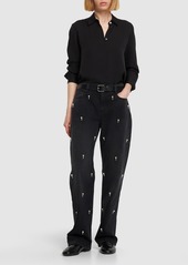 Stella McCartney Embellished Cotton Denim Straight Jeans