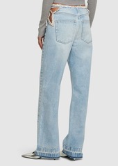 Stella McCartney Embellished Cotton Denim Straight Jeans
