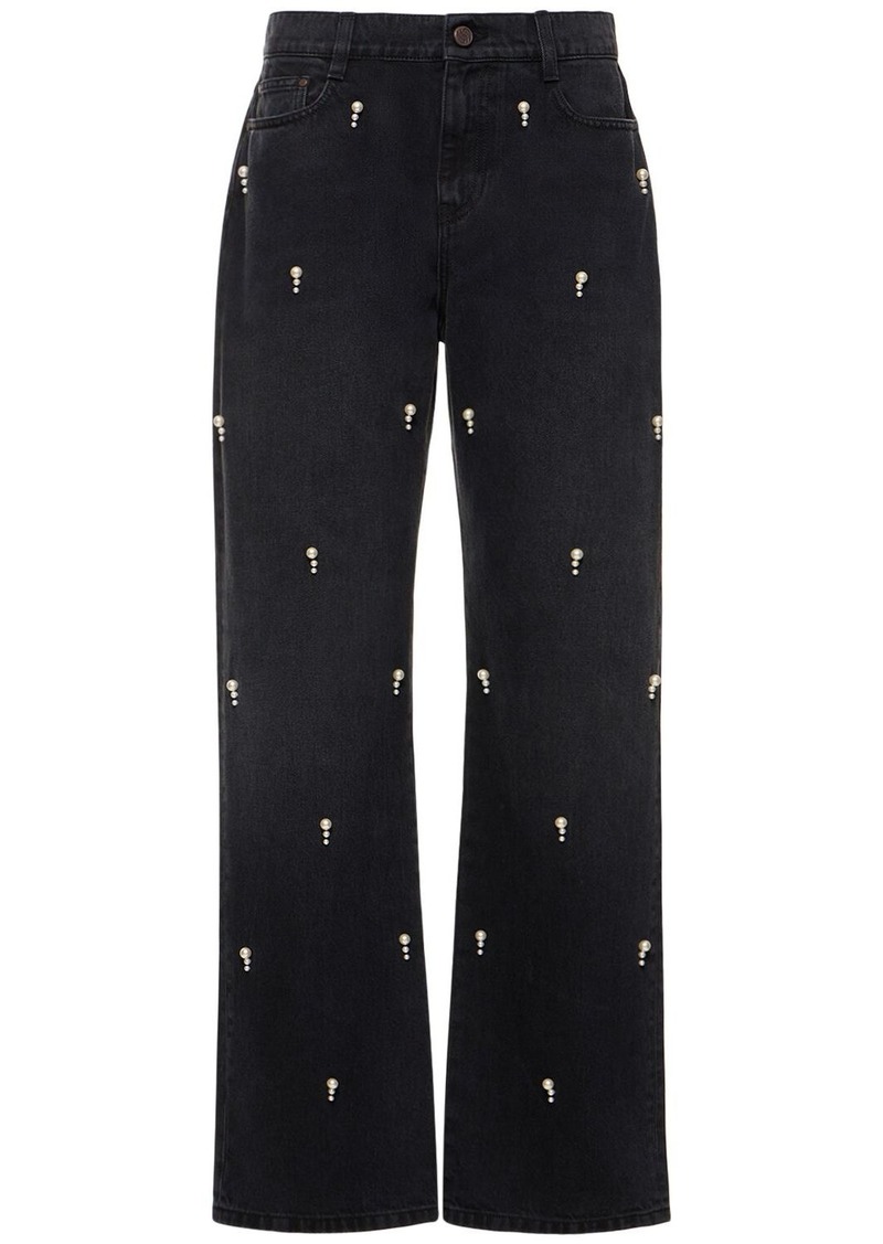 Stella McCartney Embellished Cotton Denim Straight Jeans