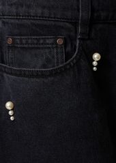 Stella McCartney Embellished Cotton Denim Straight Jeans