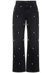 Stella McCartney Embellished Cotton Denim Straight Jeans