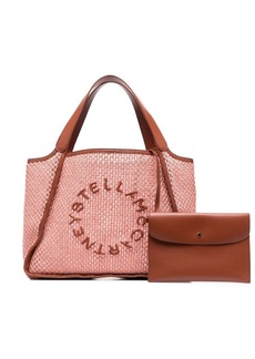 Stella McCartney embroidered-logo woven tote bag