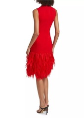 Stella McCartney Faux Feather-Trimmed Sleeveless Midi-Dress