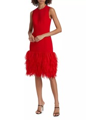 Stella McCartney Faux Feather-Trimmed Sleeveless Midi-Dress