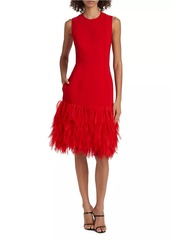 Stella McCartney Faux Feather-Trimmed Sleeveless Midi-Dress