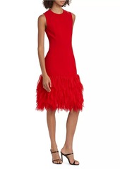 Stella McCartney Faux Feather-Trimmed Sleeveless Midi-Dress