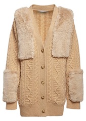 Stella McCartney Faux Fur & Wool Knit Cardigan