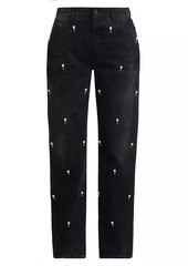 Stella McCartney Faux-Pearl Embroidered Straight-Leg Jeans