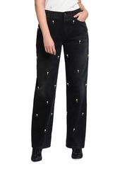Stella McCartney Faux-Pearl Embroidered Straight-Leg Jeans