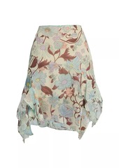 Stella McCartney Floral Asymmetric Silk Midi-Skirt