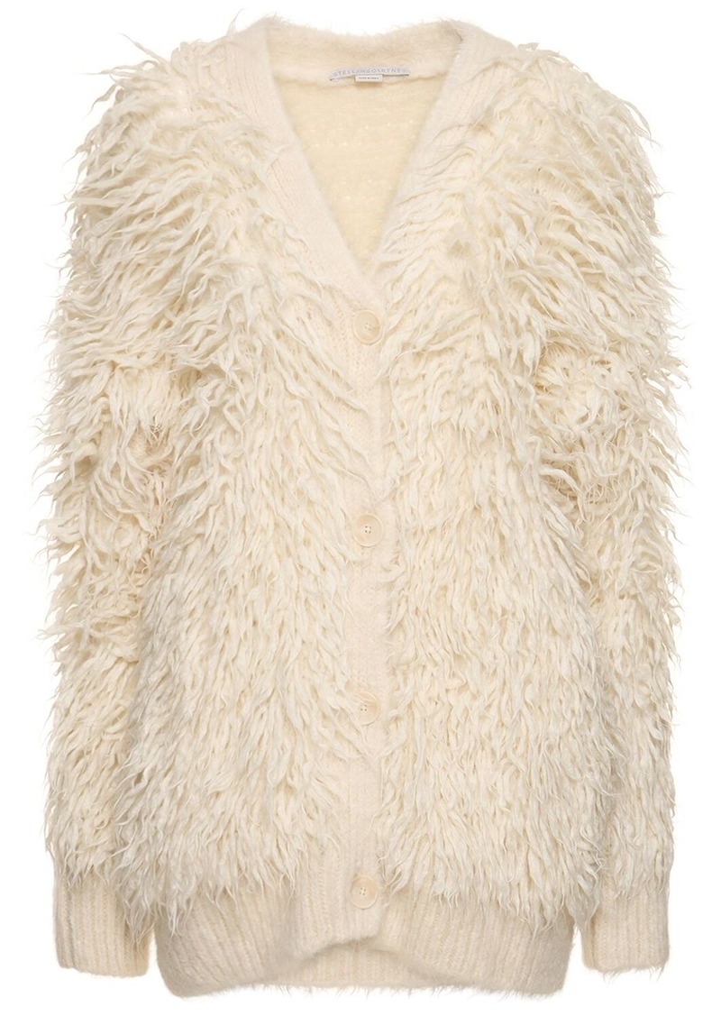 Stella McCartney Fluffy Long Sleeve Wool Knit Cardigan