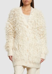 Stella McCartney Fluffy Long Sleeve Wool Knit Cardigan