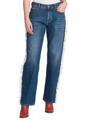 Stella McCartney Fringed Straight-Leg Mid-Rise Jeans