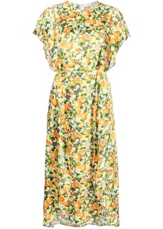 Stella McCartney fruit-print short-sleeve silk dress