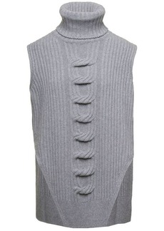 Stella McCartney Grey Cable Knit Sleeveless Sweater in Cashmere and Wool Woman
