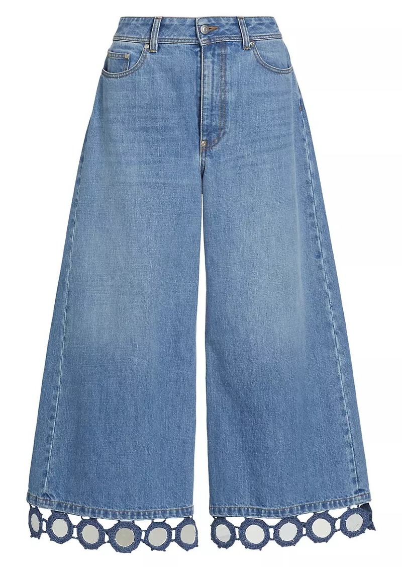 Stella McCartney High Summer Mirror-Trimmed Wide-Leg Jeans