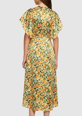 Stella McCartney Lemon Print Silk Midi Dress