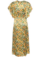 Stella McCartney Lemon Print Silk Midi Dress