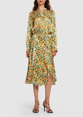 Stella McCartney Lemon Print Silk Midi Skirt