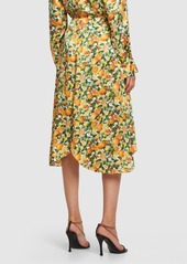 Stella McCartney Lemon Print Silk Midi Skirt