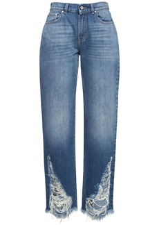 Stella McCartney Low Rise Distressed Cotton Denim Jeans
