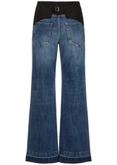 Stella McCartney Mid Rise Denim & Fabric Wide Jeans