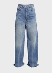 Stella McCartney Mid-Rise Medium Wash Wide-Leg Raw-Hem Jeans