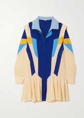 Stella McCartney Monica Hooded Paneled Silk Crepe De Chine Mini Dress