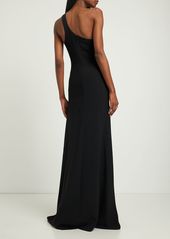 Stella McCartney One Shoulder Crepe Long Dress