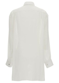 Stella McCartney Oversized White Tuxedo Shirt in Silk Woman
