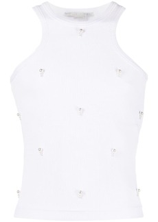 Stella McCartney pearl-embroidered racerfront tank top