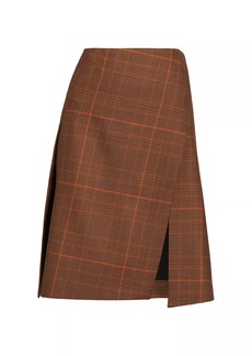 Stella McCartney Plaid Wool Crossover Midi-Skirt