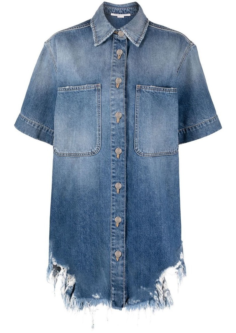 Stella McCartney ripped-hem short-sleeved denim shirt