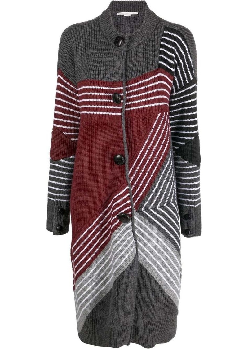 Stella McCartney S by S 3D striped virgin wool cardi-coat