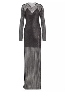 Stella McCartney Sheer Long-Sleeve Hot-Fix Gown