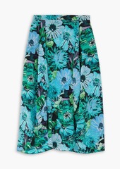 Stella McCartney Lingerie - Asymmetric floral-print silk crepe de chine midi skirt - Blue - IT 36