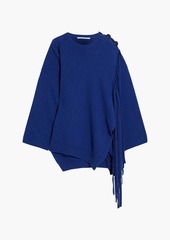 Stella McCartney - Asymmetric fringed cashmere and wool-blend sweater - Blue - M