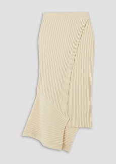 Stella McCartney Lingerie - Asymmetric ribbed cotton midi wrap skirt - White - IT 46