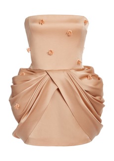 Stella McCartney - Bead-Embellished Satin Bustier Mini Dress - Neutral - IT 44 - Moda Operandi