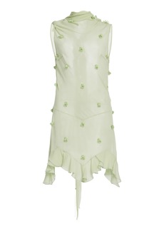 Stella McCartney - Bead-Embellished Silk Chiffon Mini Dress - Green - IT 38 - Moda Operandi