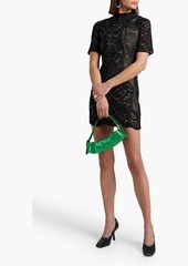 Stella McCartney Lingerie - Broderie anglaise-paneled cotton-blend lace mini dress - Black - IT 42