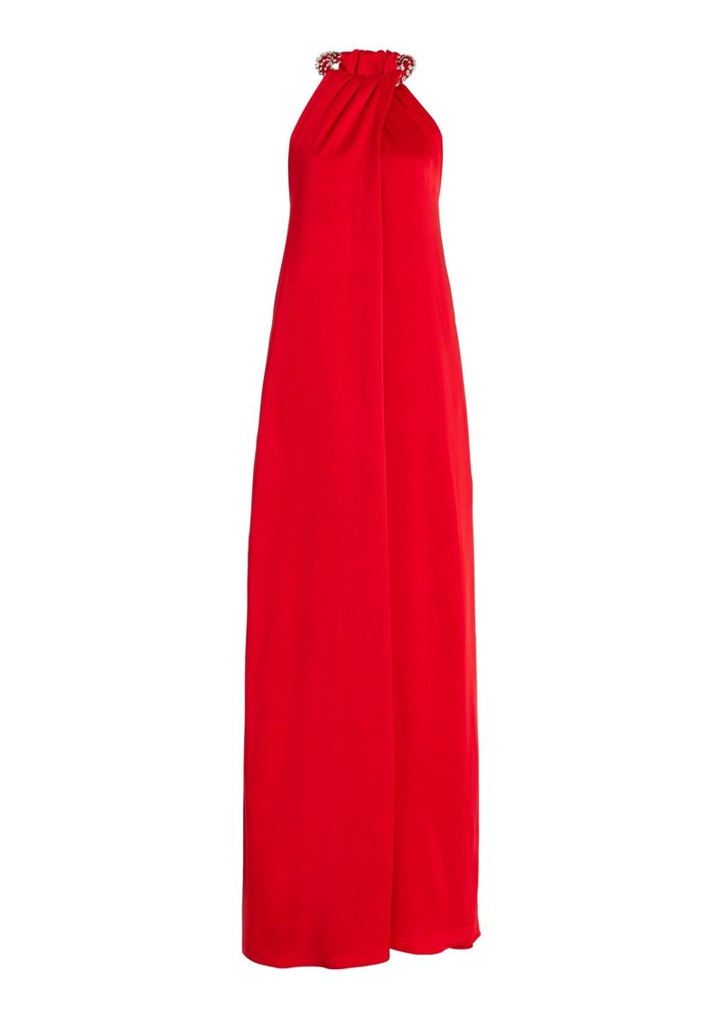 Stella McCartney - Chain-Collar Satin Gown - Orange - IT 40 - Moda Operandi