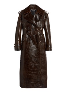 Stella McCartney - Croc-Embossed Altermat Trench Coat - Brown - IT 36 - Moda Operandi